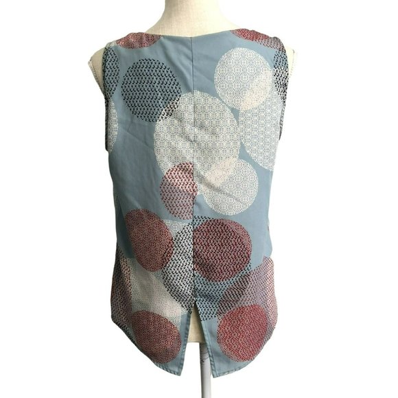 Renee C Women's Size Medium Linscott Split Back Multi-Color Sleeveless Blouse B2 - Picture 2 of 5